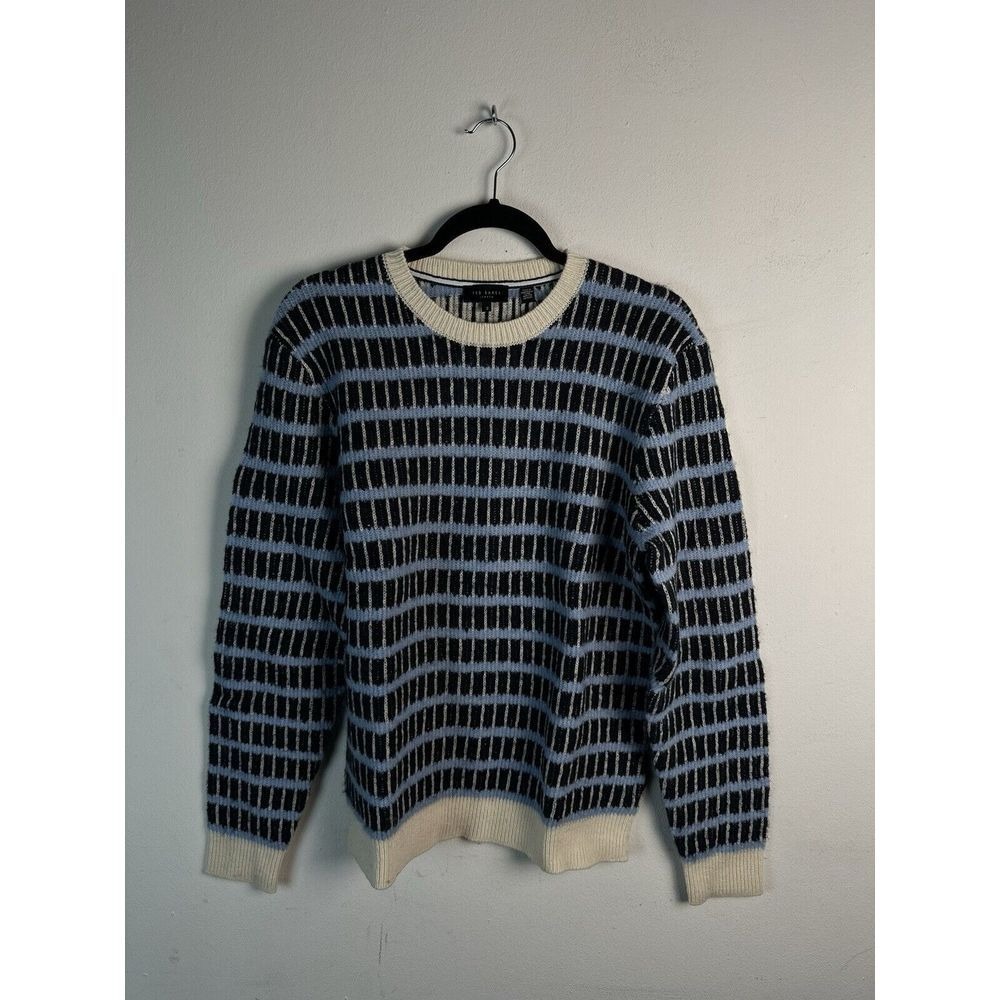 Ted‎ Baker London Mens Waylen Textured Stripe Wool Blend Sweater Blue 3 M NWT